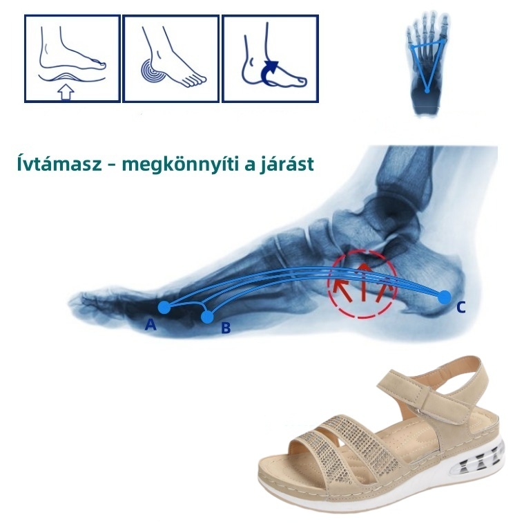 [🎁Ma féláron - ne hagyd ki] Nyári klasszikus női gyémántokkal kirakott ütéscsillapító ortopéd szandál - csökkenti a járási nyomást👞könnyíti a járást