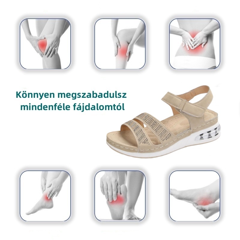[🎁Ma féláron - ne hagyd ki] Nyári klasszikus női gyémántokkal kirakott ütéscsillapító ortopéd szandál - csökkenti a járási nyomást👞könnyíti a járást