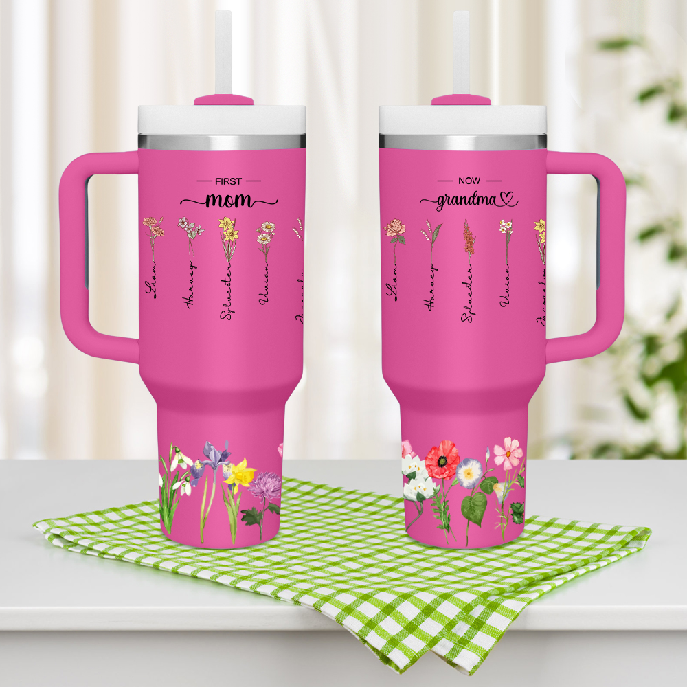 Travel Mug Personalized Mom 40 Oz Tumbler With Kids Name, Custom