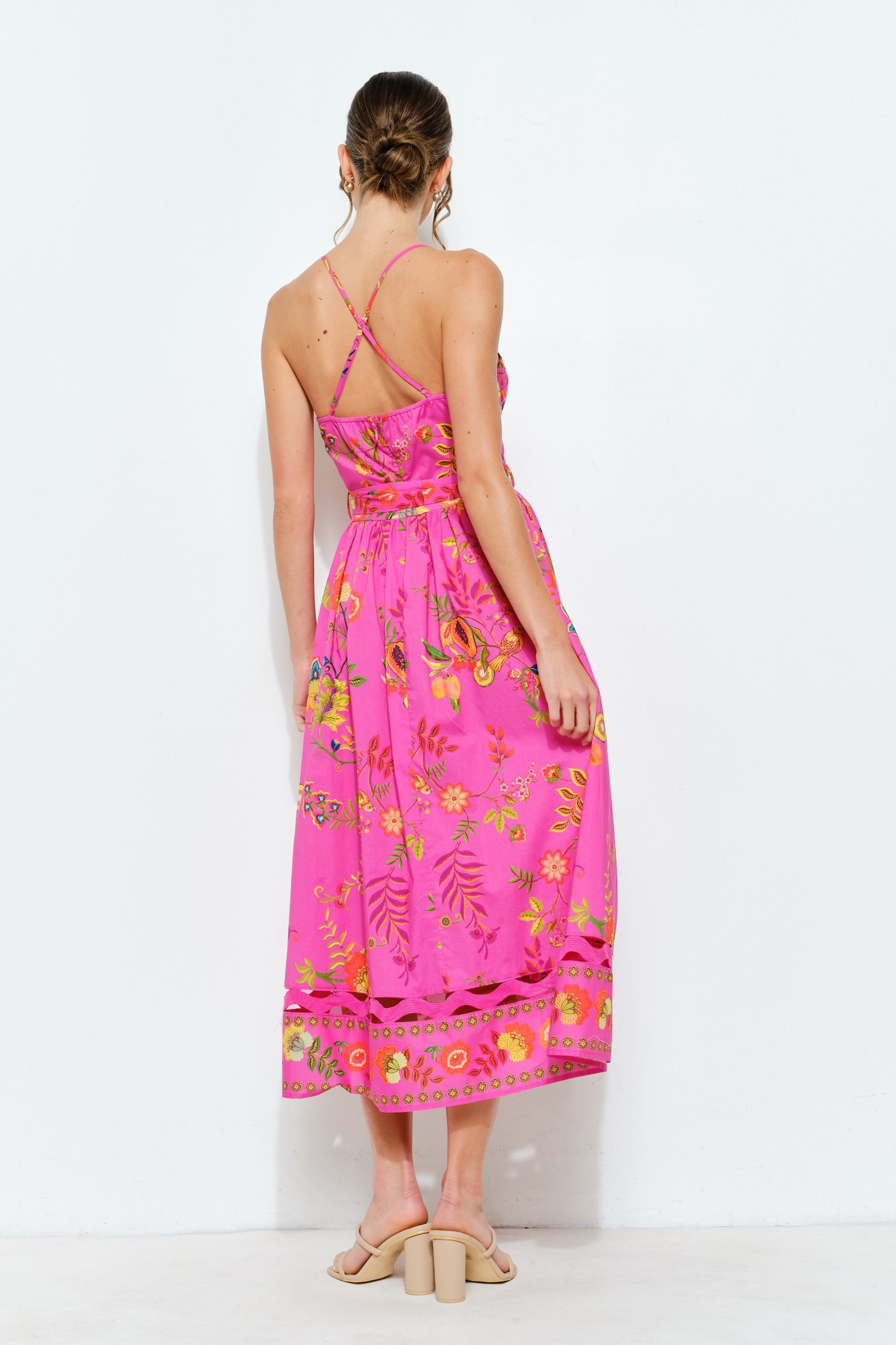 Floral Embroidered Bustier Midi Dress #23693002