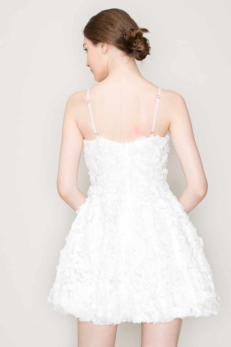 Cotton Sleeveless Floral Applique Mini Dress #23642068