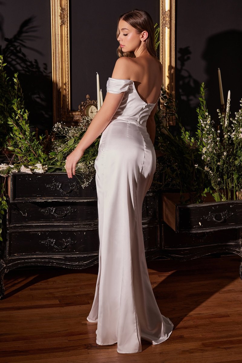 ​​​​​Romantic Satin Off The Shoulder Corset Wedding Gown #7492W