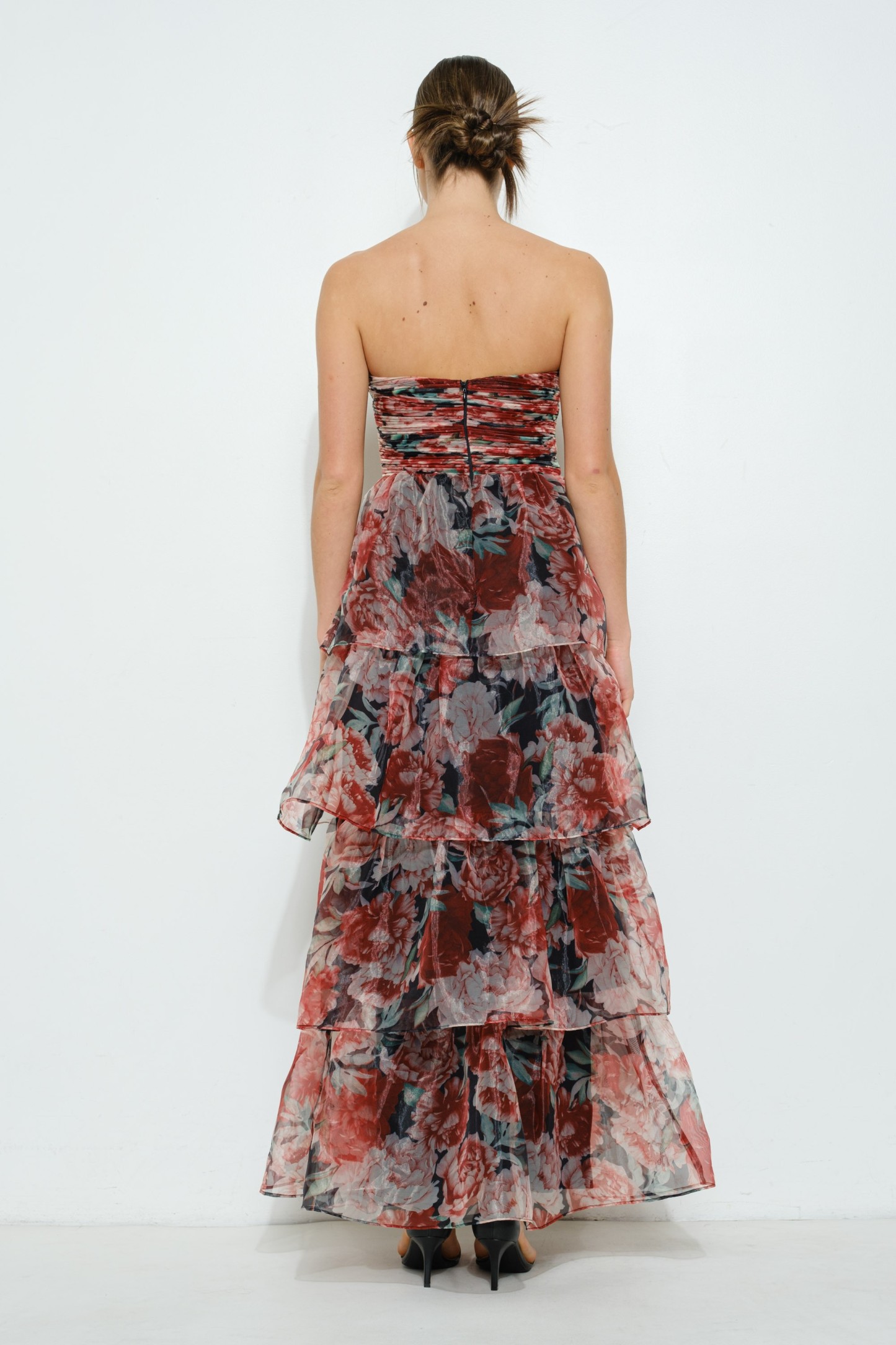 Floral-tiered Strapless Maxi Dress #23238000