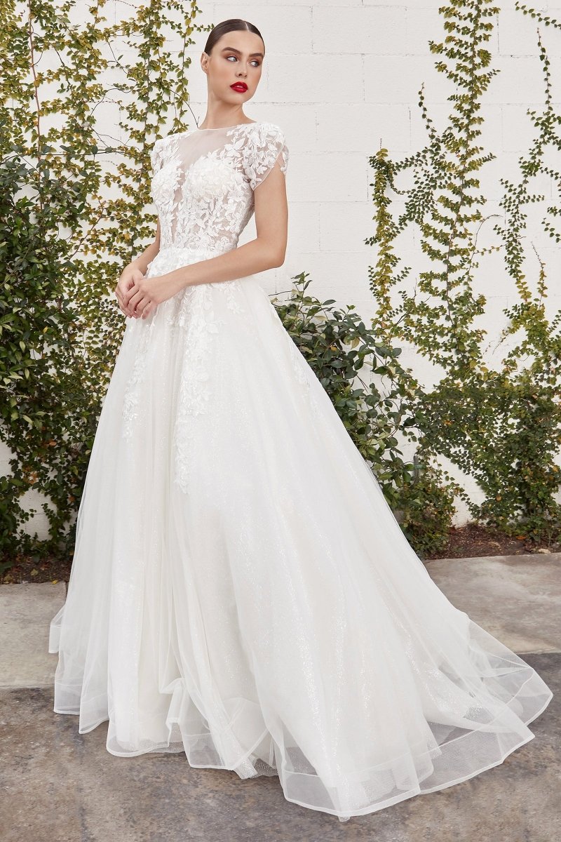 Classic Catherine Cap Sleeve Lace Ball Gown #A1082W