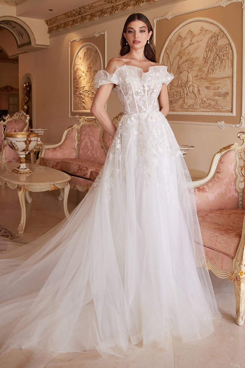 Dreamy Fit Lace Appliques Off The Shoulders Bridal Ball Gown #A1090