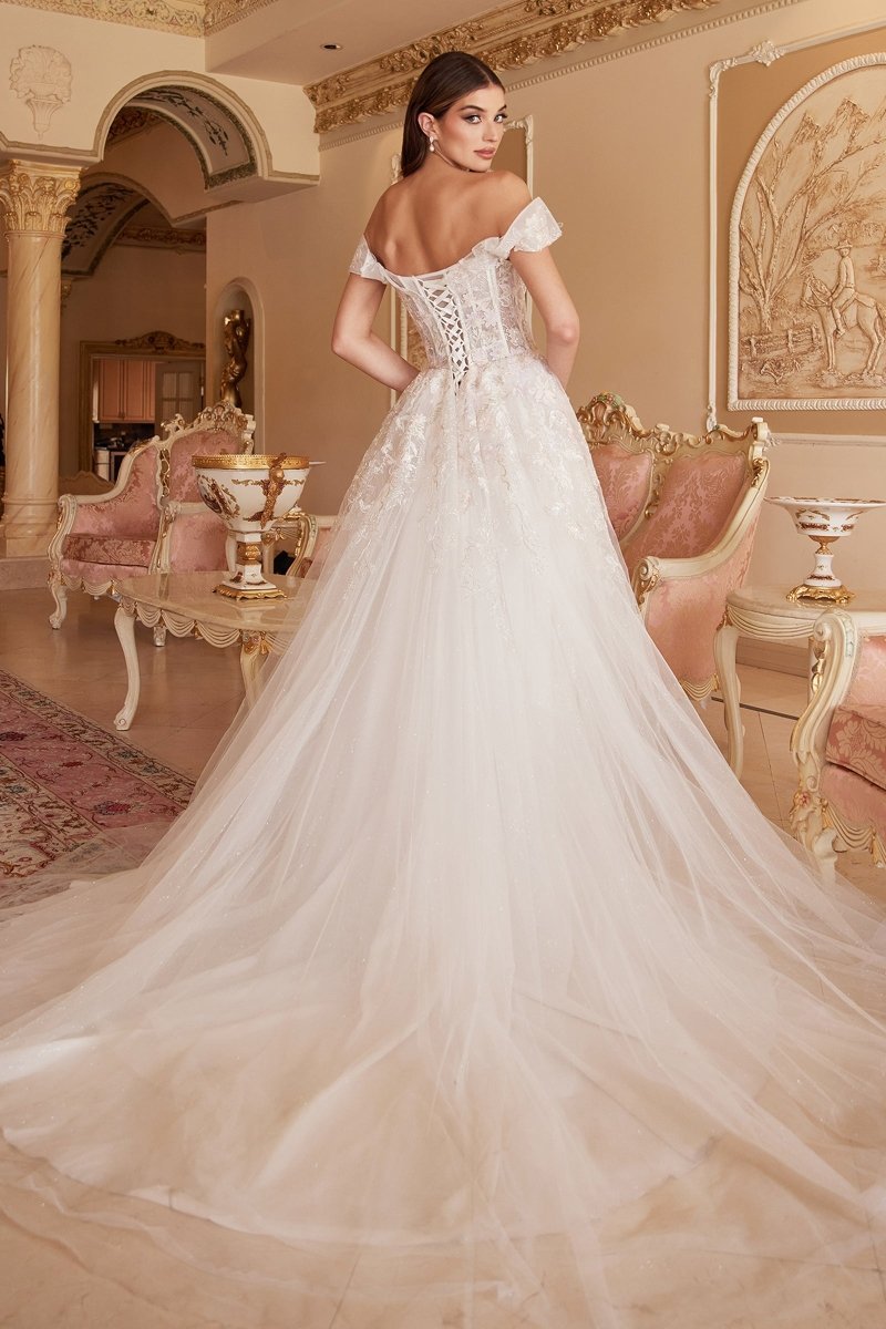 Dreamy Fit Lace Appliques Off The Shoulders Bridal Ball Gown #A1090