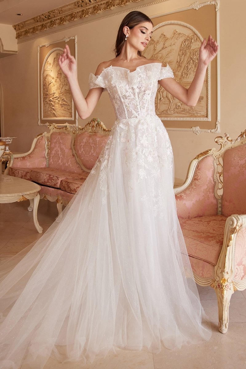 Dreamy Fit Lace Appliques Off The Shoulders Bridal Ball Gown #A1090