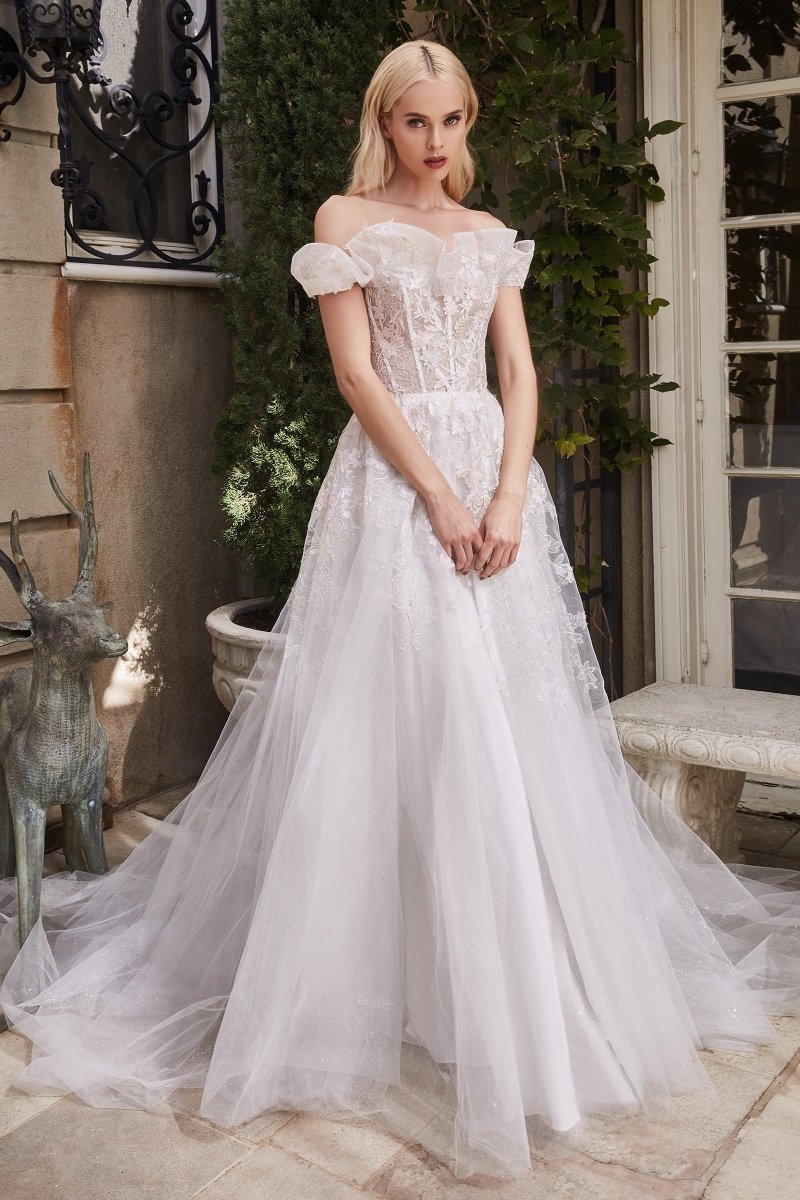 Dreamy Fit Lace Appliques Off The Shoulders Bridal Ball Gown #A1090