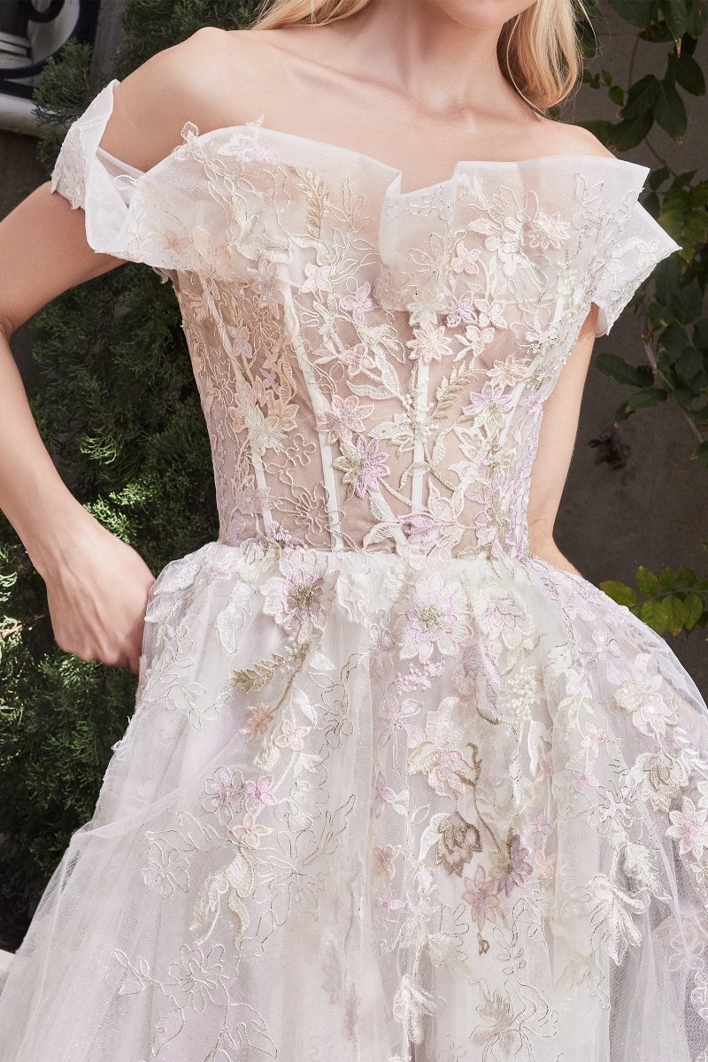Dreamy Fit Lace Appliques Off The Shoulders Bridal Ball Gown #A1090