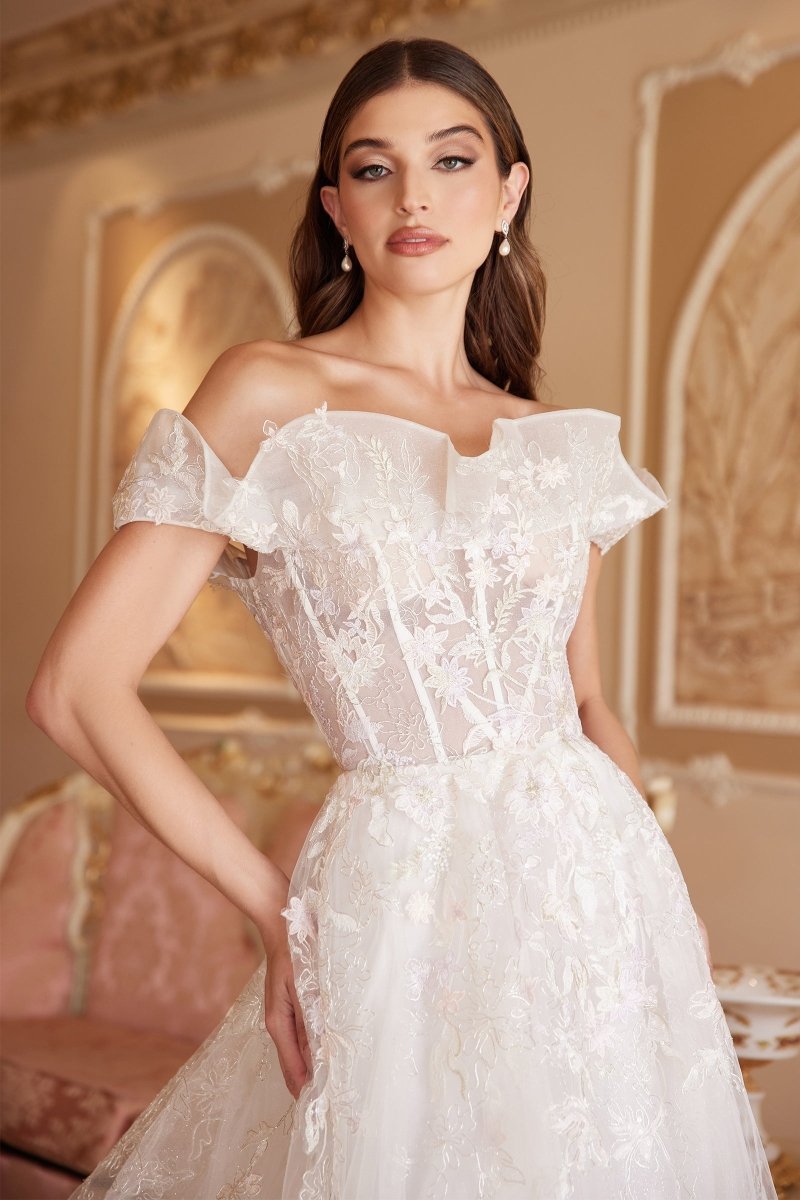 Dreamy Fit Lace Appliques Off The Shoulders Bridal Ball Gown #A1090