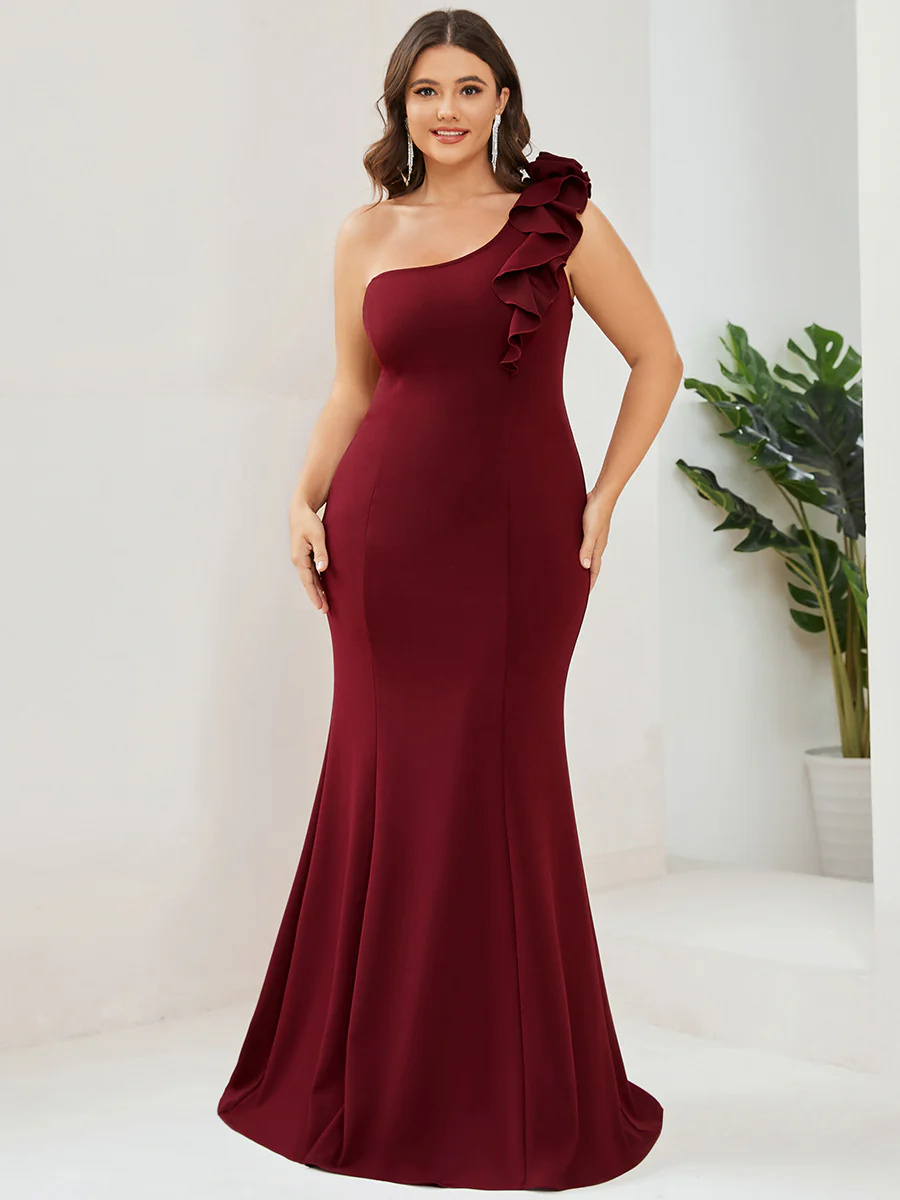 Sexy A-Line One Shoulder  Floor Length Bridesmaid Dress #EMAE00052