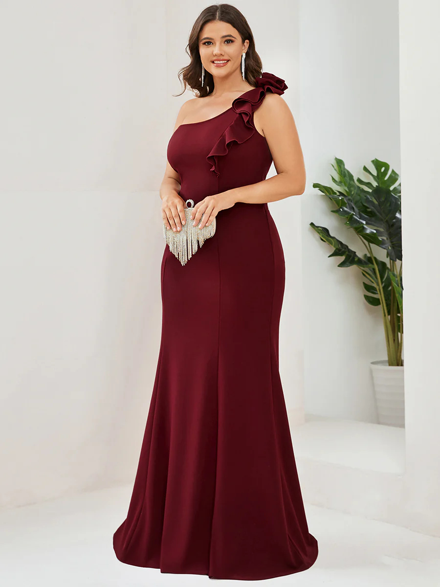 Sexy A-Line One Shoulder  Floor Length Bridesmaid Dress #EMAE00052