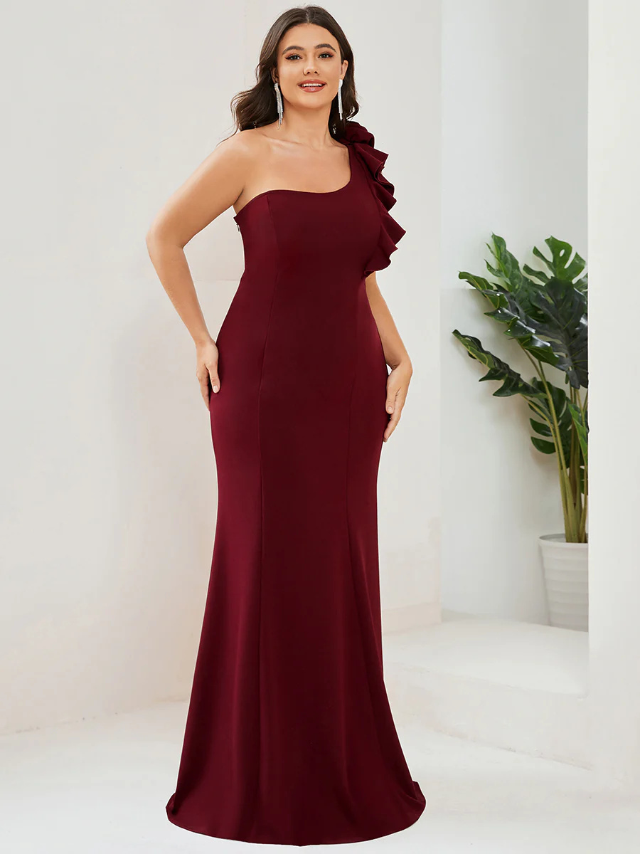Sexy A-Line One Shoulder  Floor Length Bridesmaid Dress #EMAE00052