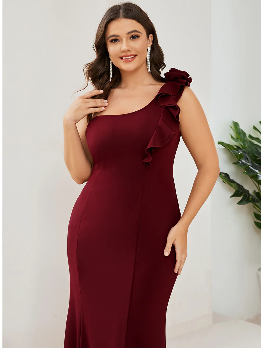 Sexy A-Line One Shoulder  Floor Length Bridesmaid Dress #EMAE00052