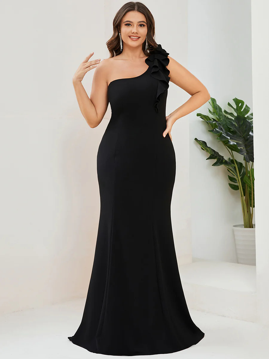 Sexy A-Line One Shoulder  Floor Length Bridesmaid Dress #EMAE00052