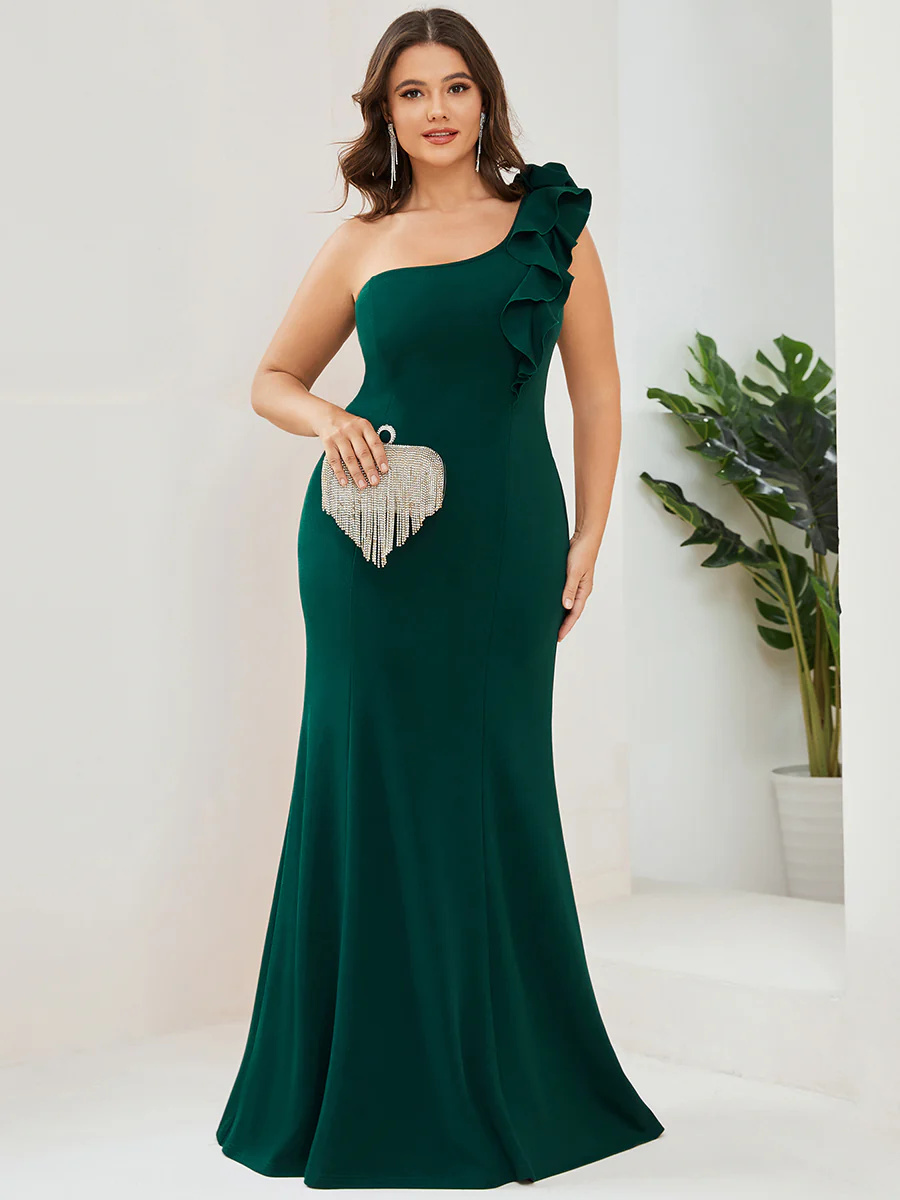 Sexy A-Line One Shoulder  Floor Length Bridesmaid Dress #EMAE00052