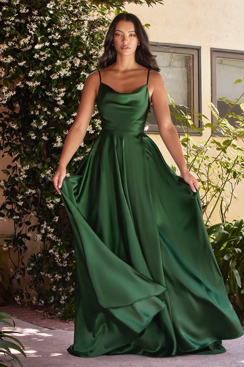 Modern Fit Cowl Neck Spaghetti Straps Bridesmaid Dress #BD104