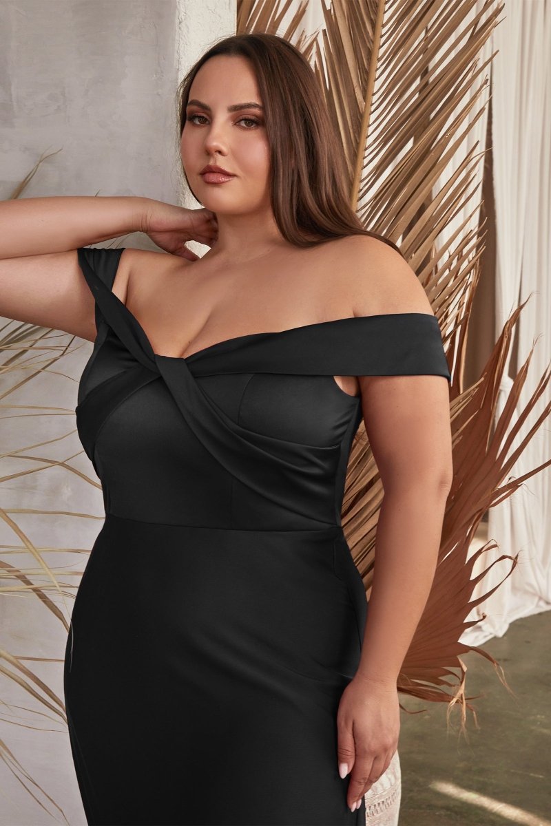 black velvet bridesmaid dresses long Off Shoulder Corset Satin Formal Dress – The Dress Outlet main image 0