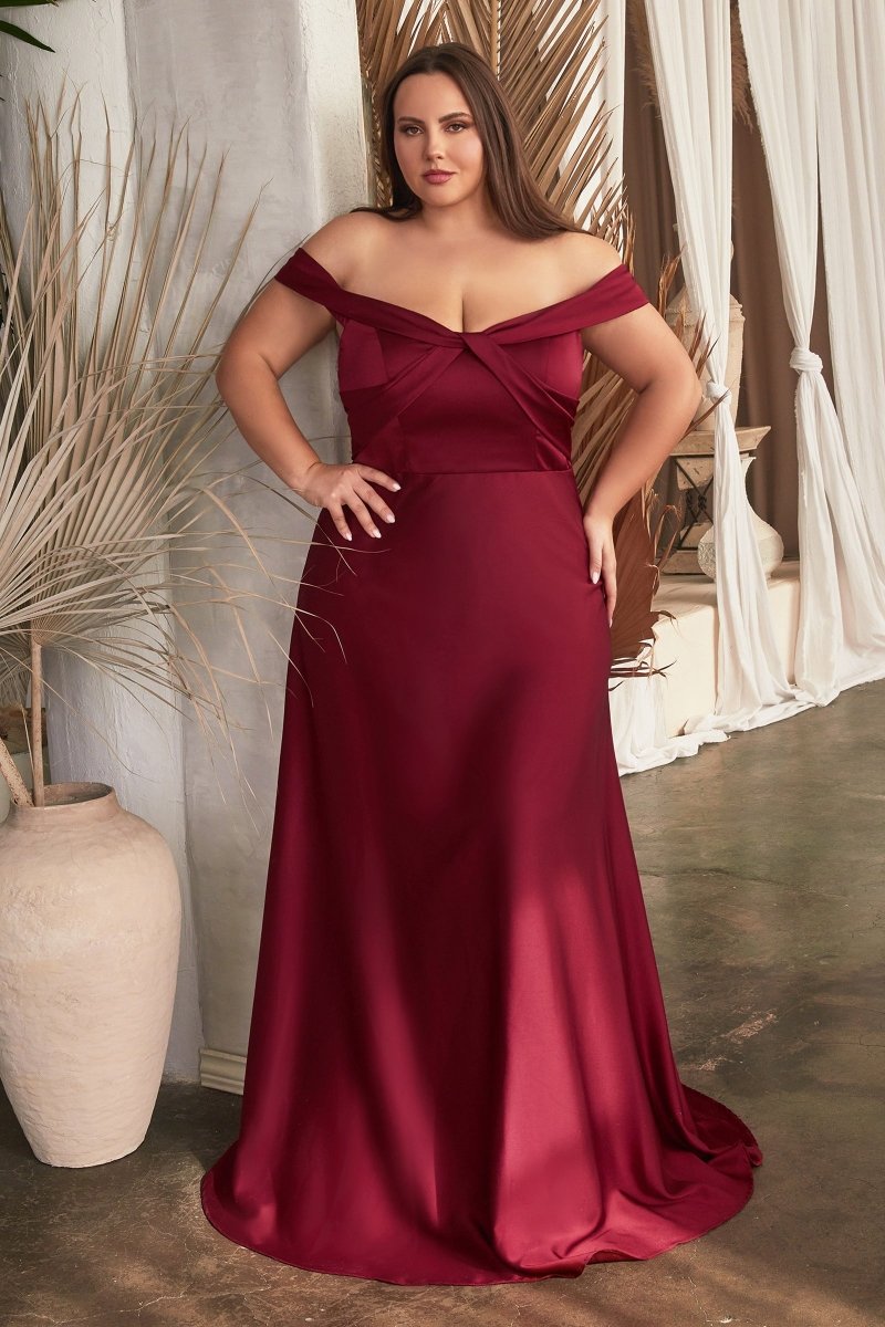 Classic A-Line Satin Off The Shoulder Bridesmaid Dress #CD325C
