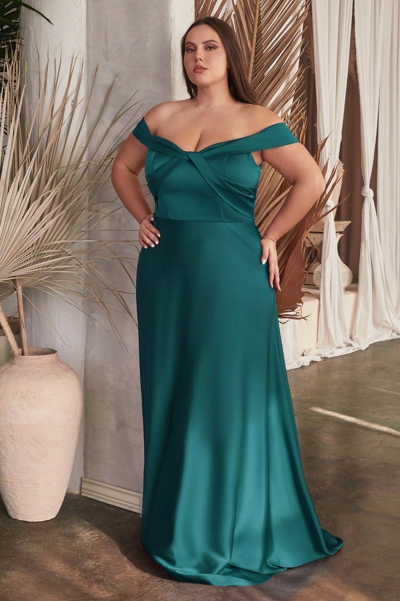 Classic A-Line Satin Off The Shoulder Bridesmaid Dress #CD325C