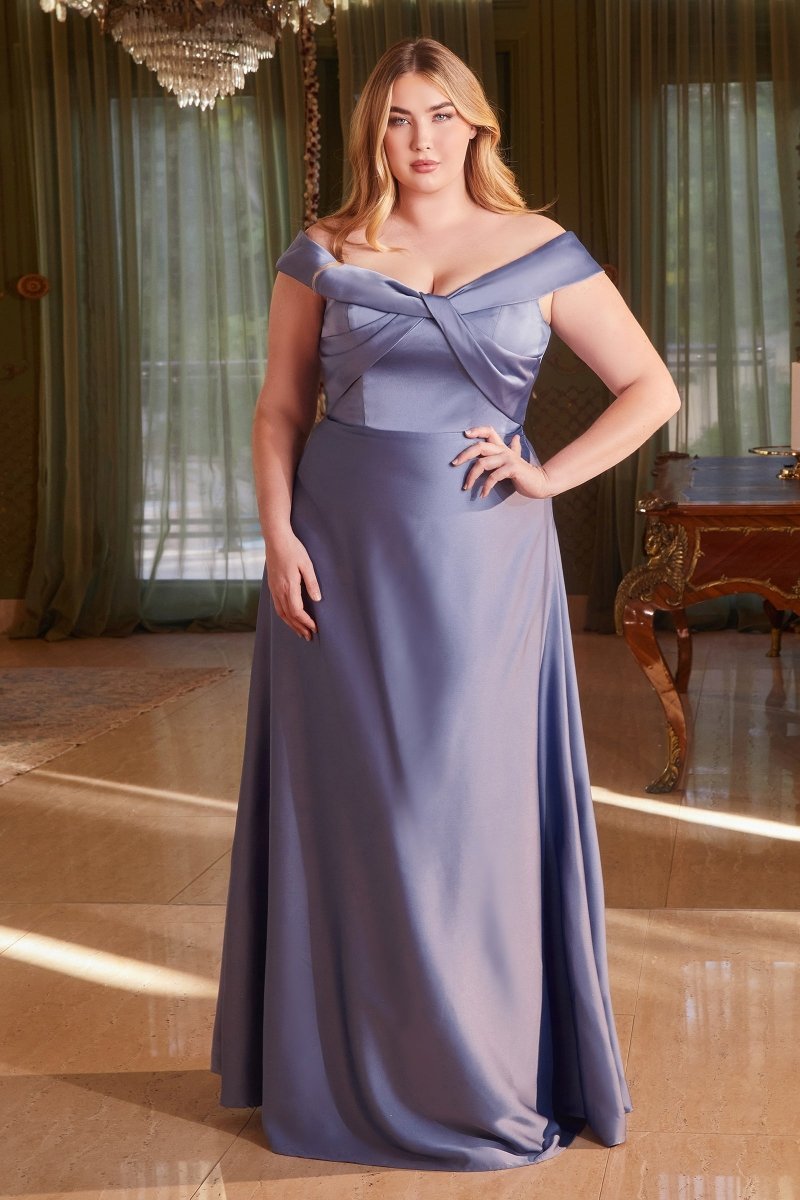 Classic A-Line Satin Off The Shoulder Bridesmaid Dress #CD325C