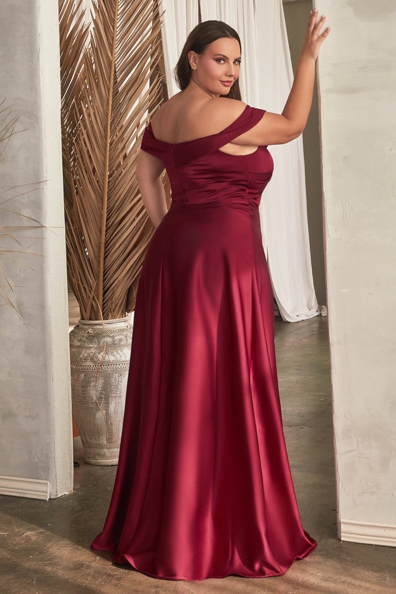 Classic A-Line Satin Off The Shoulder Bridesmaid Dress #CD325C