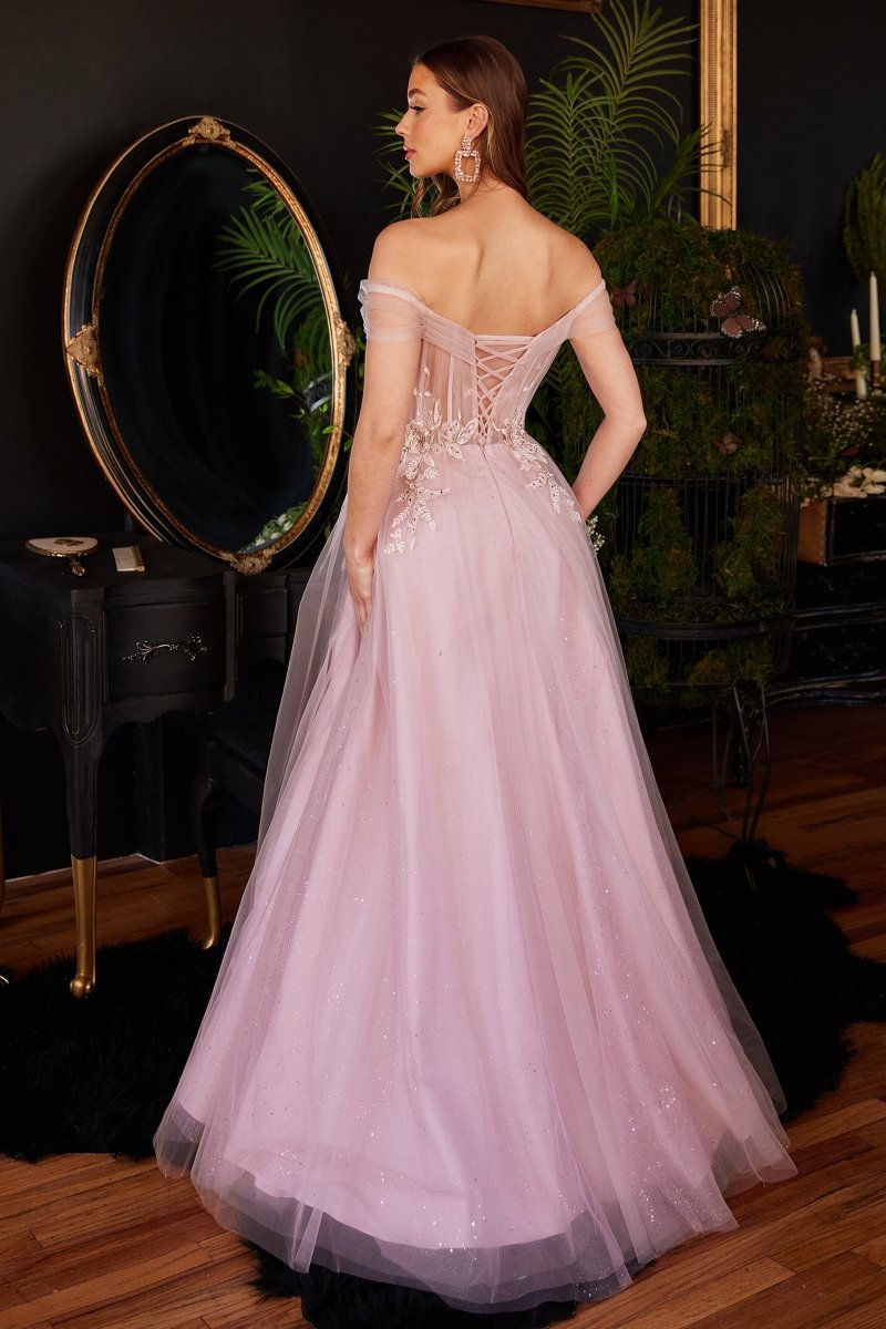 ​​​​​A-Line Off The Shoulder Layered Tulle Gown #CD3394