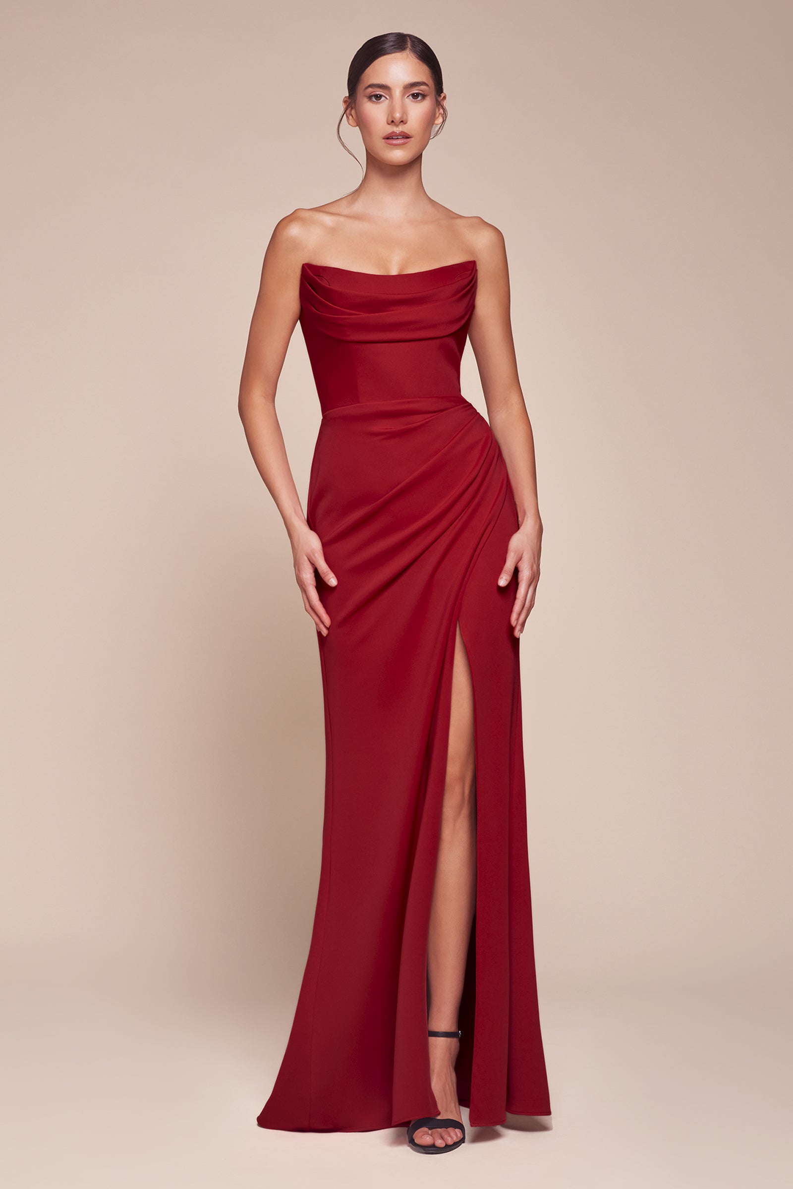 Elegance Scoop Strapless Neoprene Bridesmaid Dress #CD355