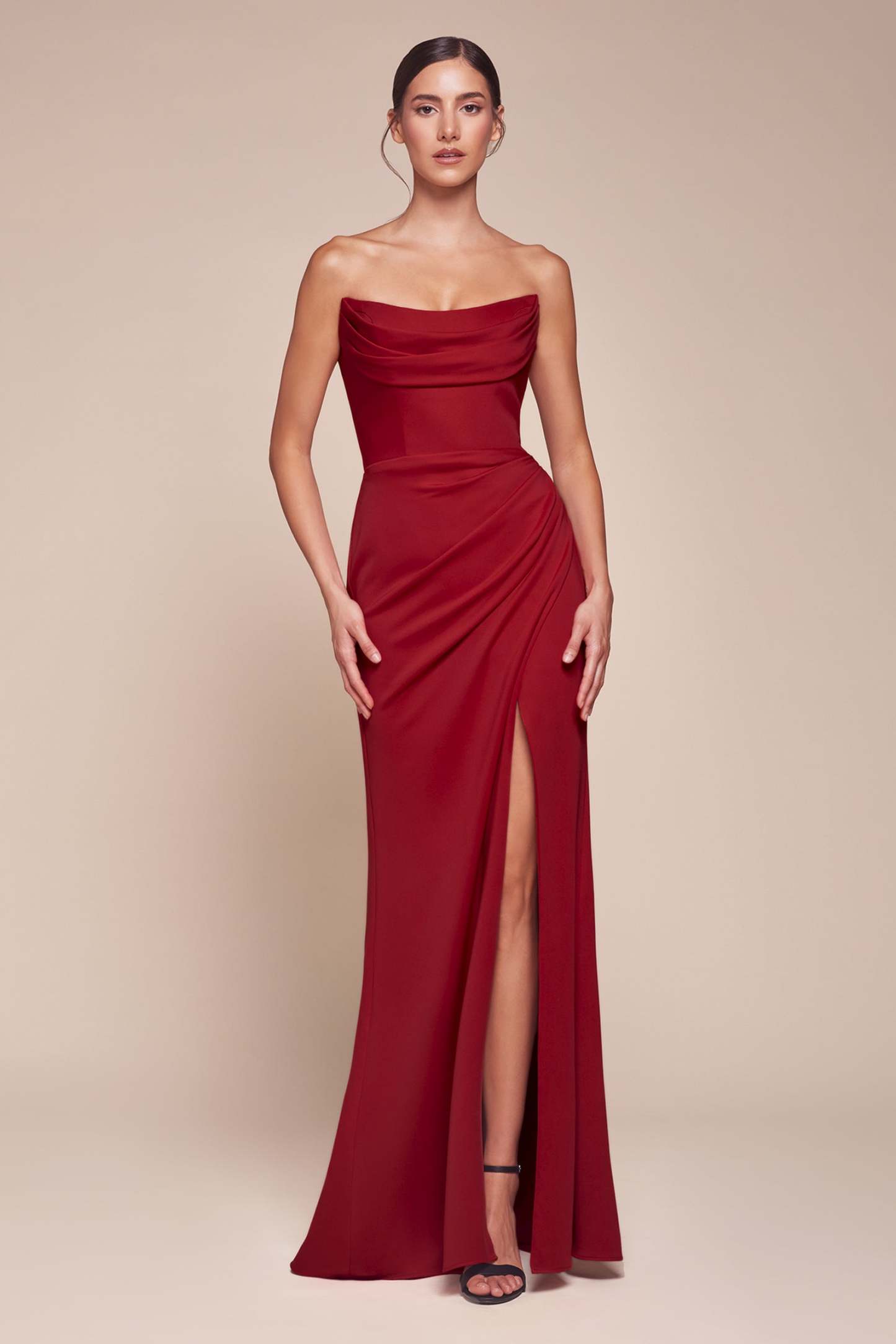 Elegance Scoop Strapless Neoprene Bridesmaid Dress #CD355