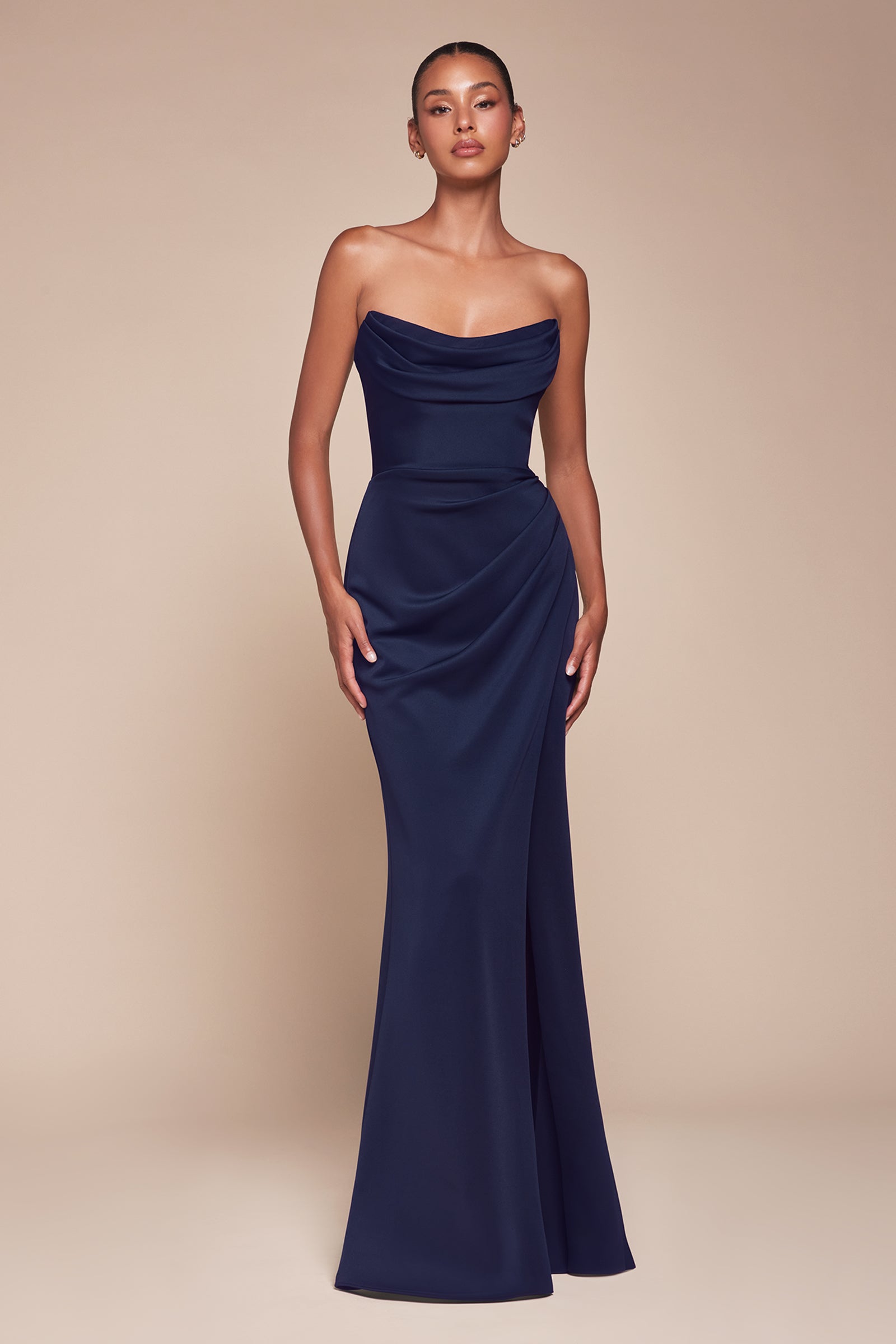 Elegance Scoop Strapless Neoprene Bridesmaid Dress #CD355