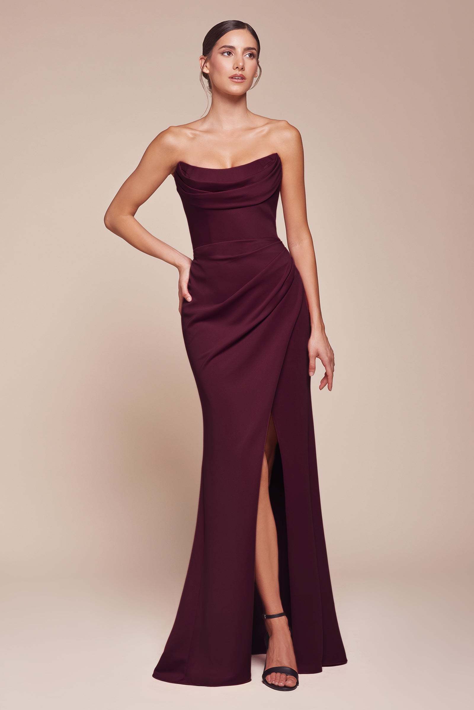 Elegance Scoop Strapless Neoprene Bridesmaid Dress #CD355