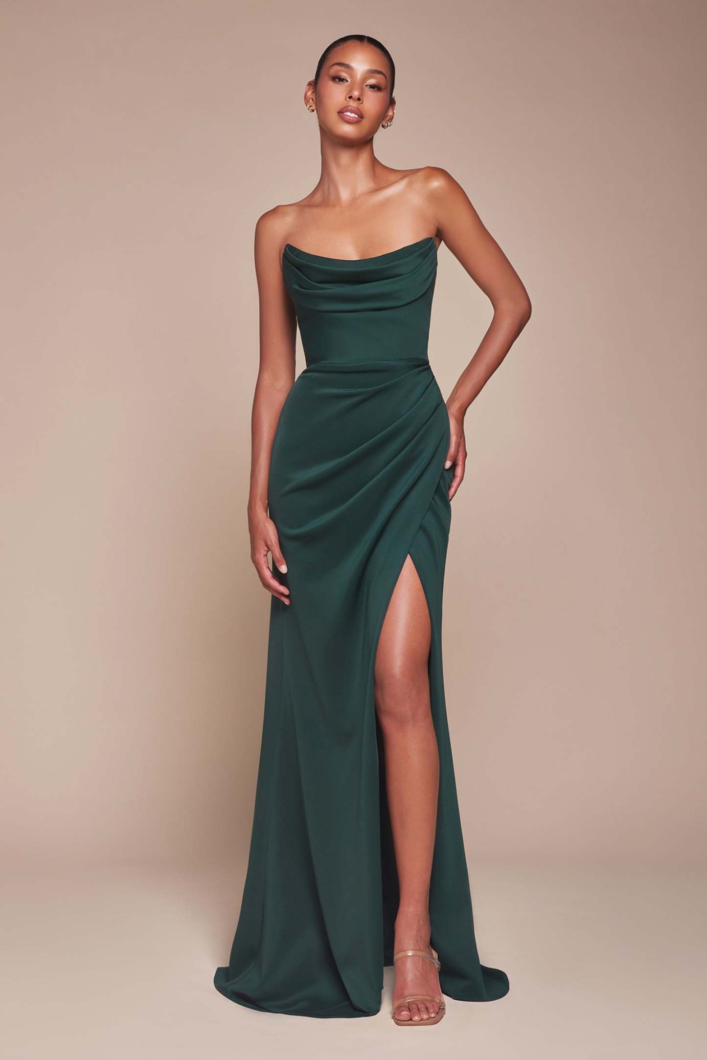Elegance Scoop Strapless Neoprene Bridesmaid Dress #CD355