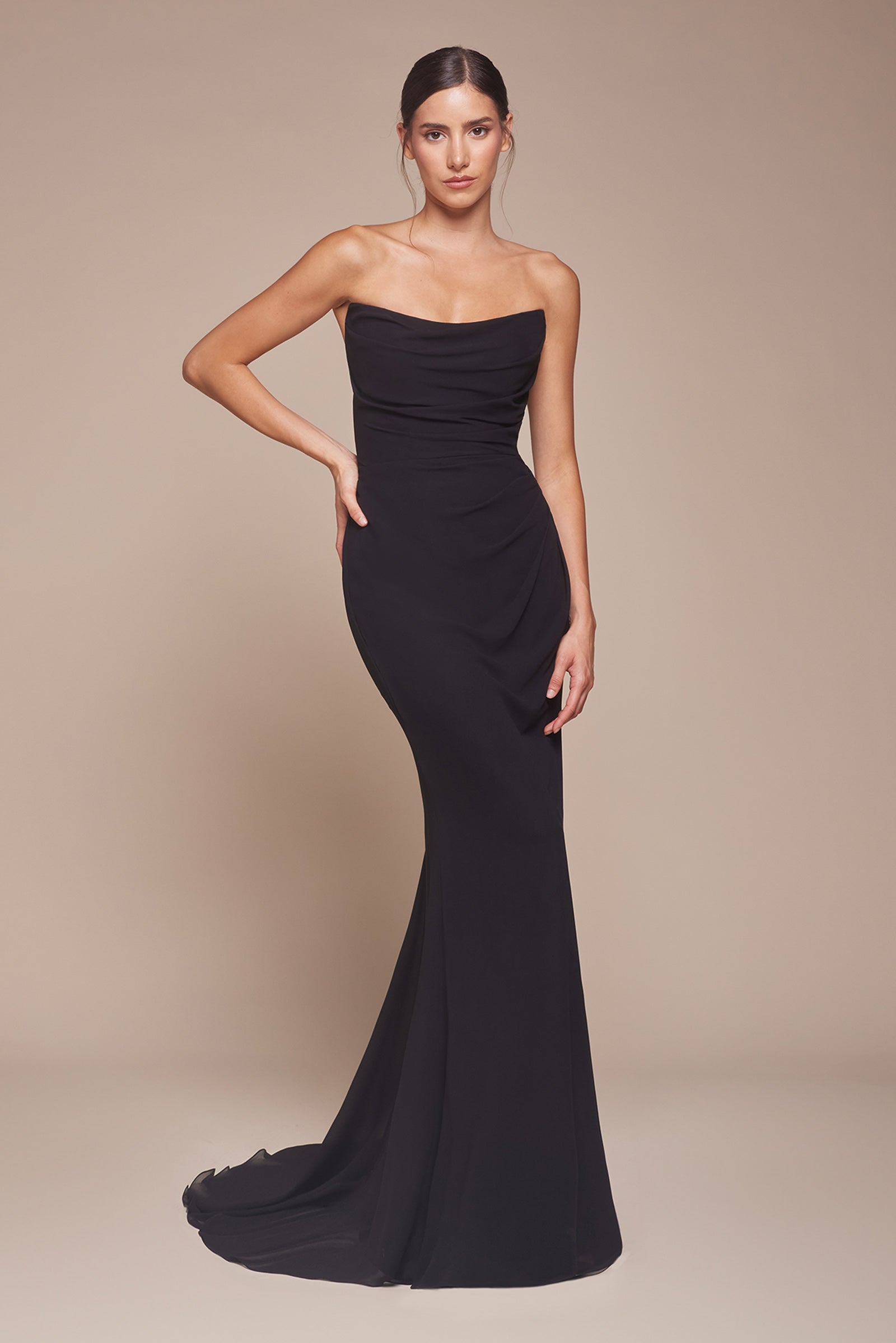 Elegance Strapless Softly Draped Chiffon Bridesmaid Dress #CD357