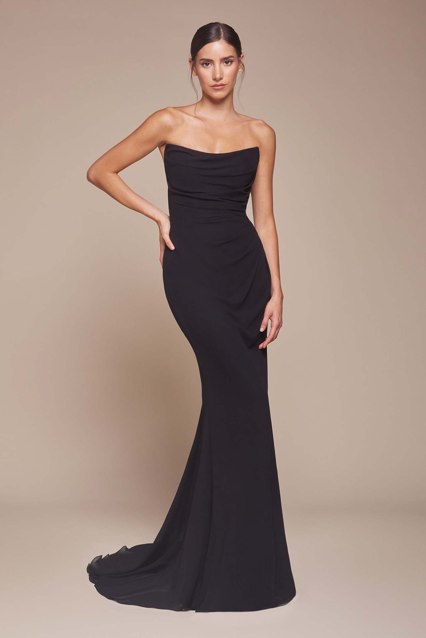 Elegance Strapless Softly Draped Chiffon Bridesmaid Dress #CD357
