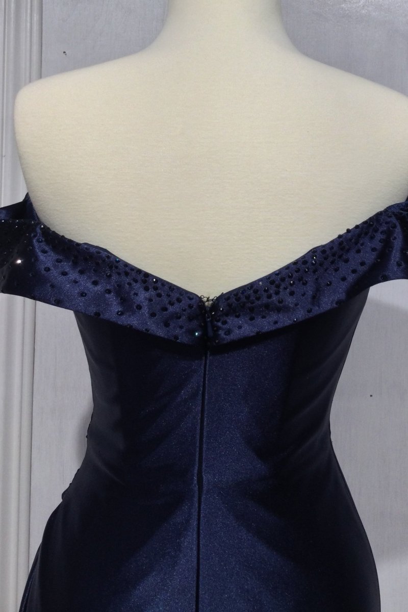 Gorgeous Off The Shoulder Hot Stone Satin Gown #CD8295
