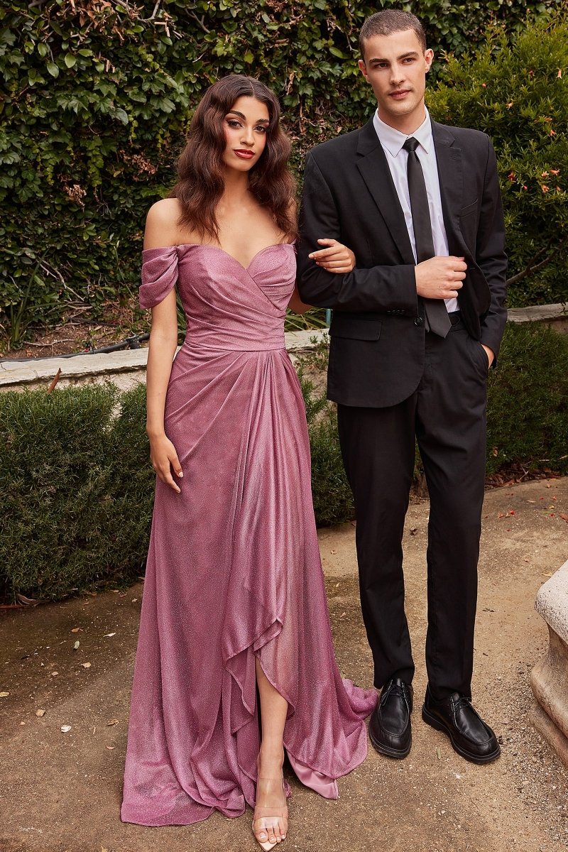 Elegant Sweetheart Off The Shoulder Glitter Bridesmaid Dress #CD878