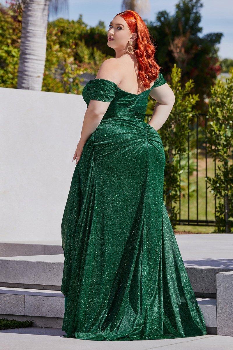 Sultry Sweetheart Glitter Off The Shoulder Bridesmaid Dress #CD878C