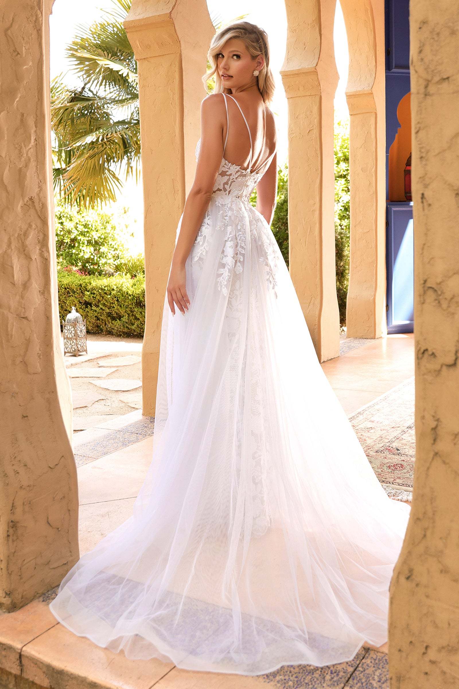 Mermaid Layers Tulle Lace Wedding Gown With Overskirt #CD931W
