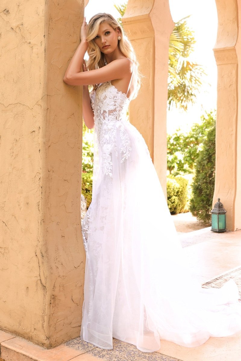 Mermaid Layers Tulle Lace Wedding Gown With Overskirt #CD931W