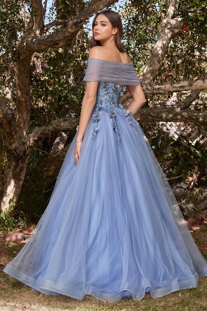 Glamorous Strapless Glitter Layered Tulle Ball Gown #CD955