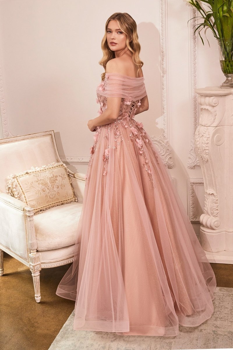 Glamorous Strapless Glitter Layered Tulle Ball Gown #CD955