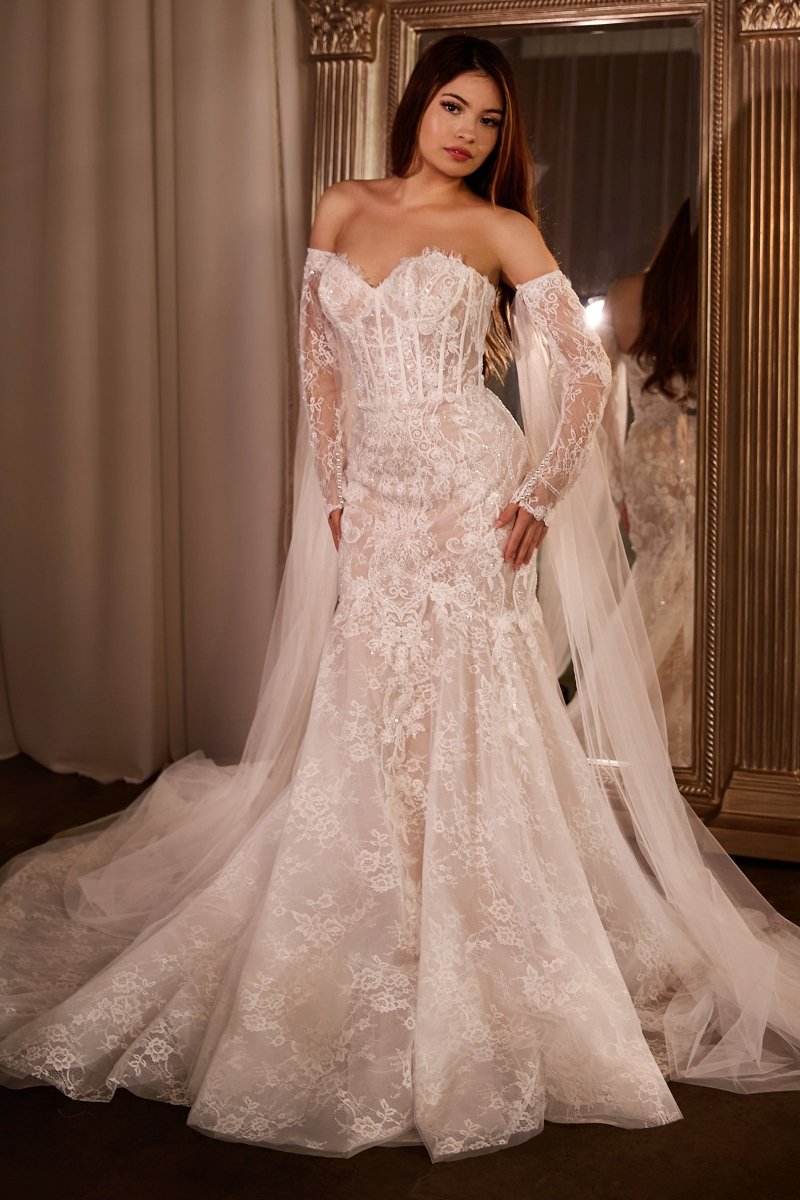 Exquisite Sweetheart Removable Lace Sleeves Mermaid Wedding Gown