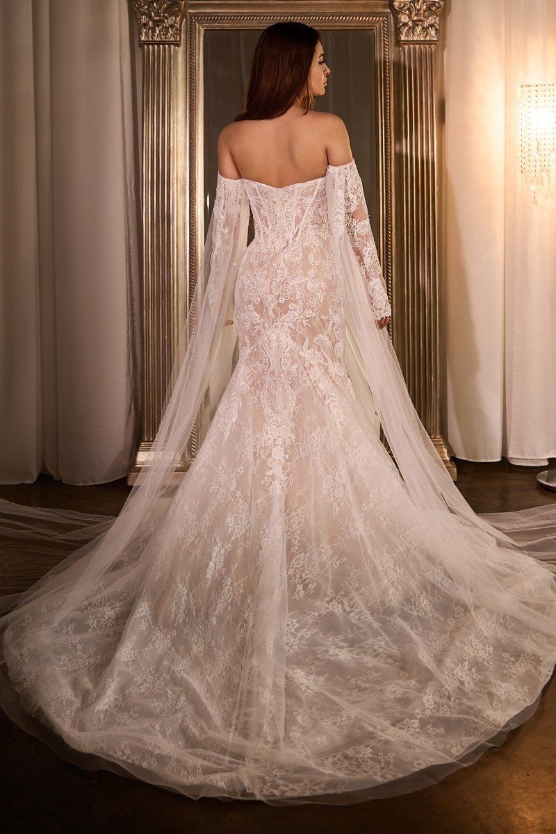 Exquisite Sweetheart Removable Lace Sleeves Mermaid Wedding Gown #CDS424W