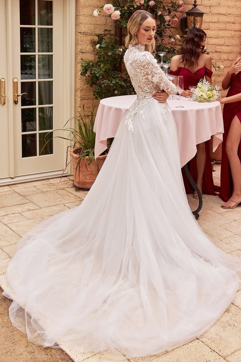 Elegance Long Sleeve Lace Wedding Ball Gown #CDS433W