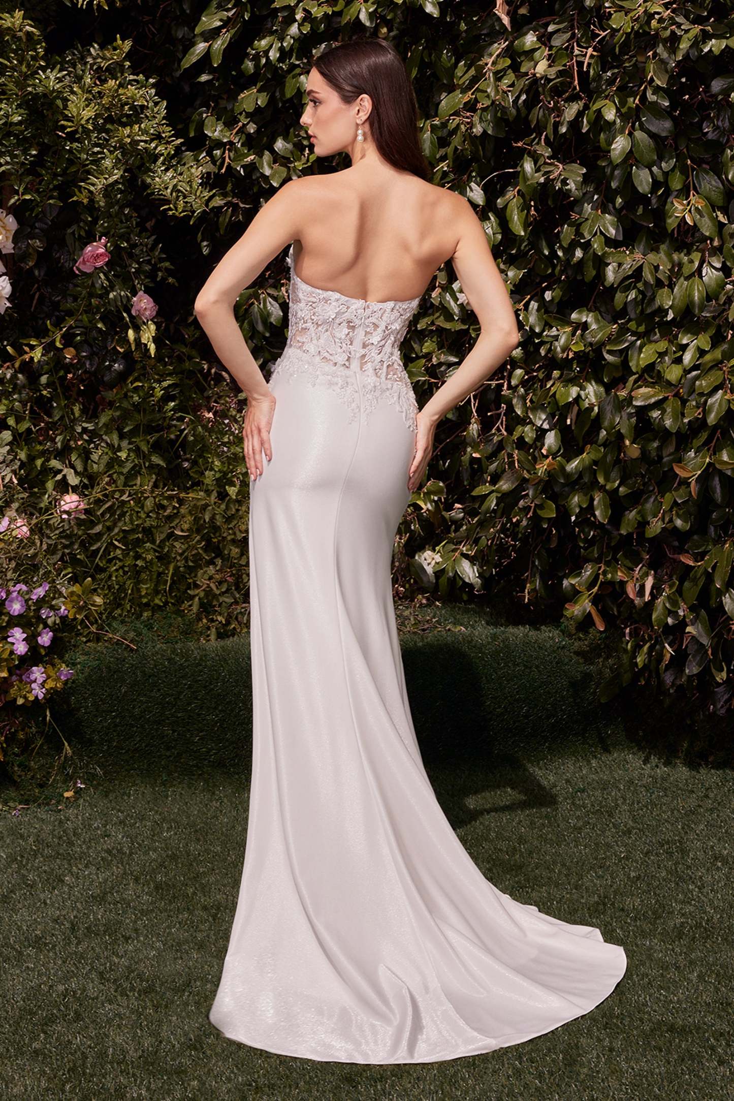 Stunning Fitted Strapless E Lace-Appliqued Bodice Bridal Gown #CDS465W