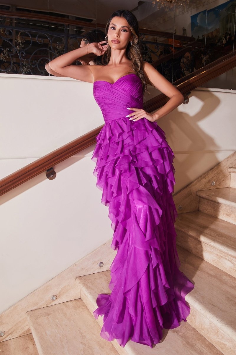 Flattering Sweetheart Pleated Ayered Ruffles Chiffon Bridesmaid Dress #CZ0027