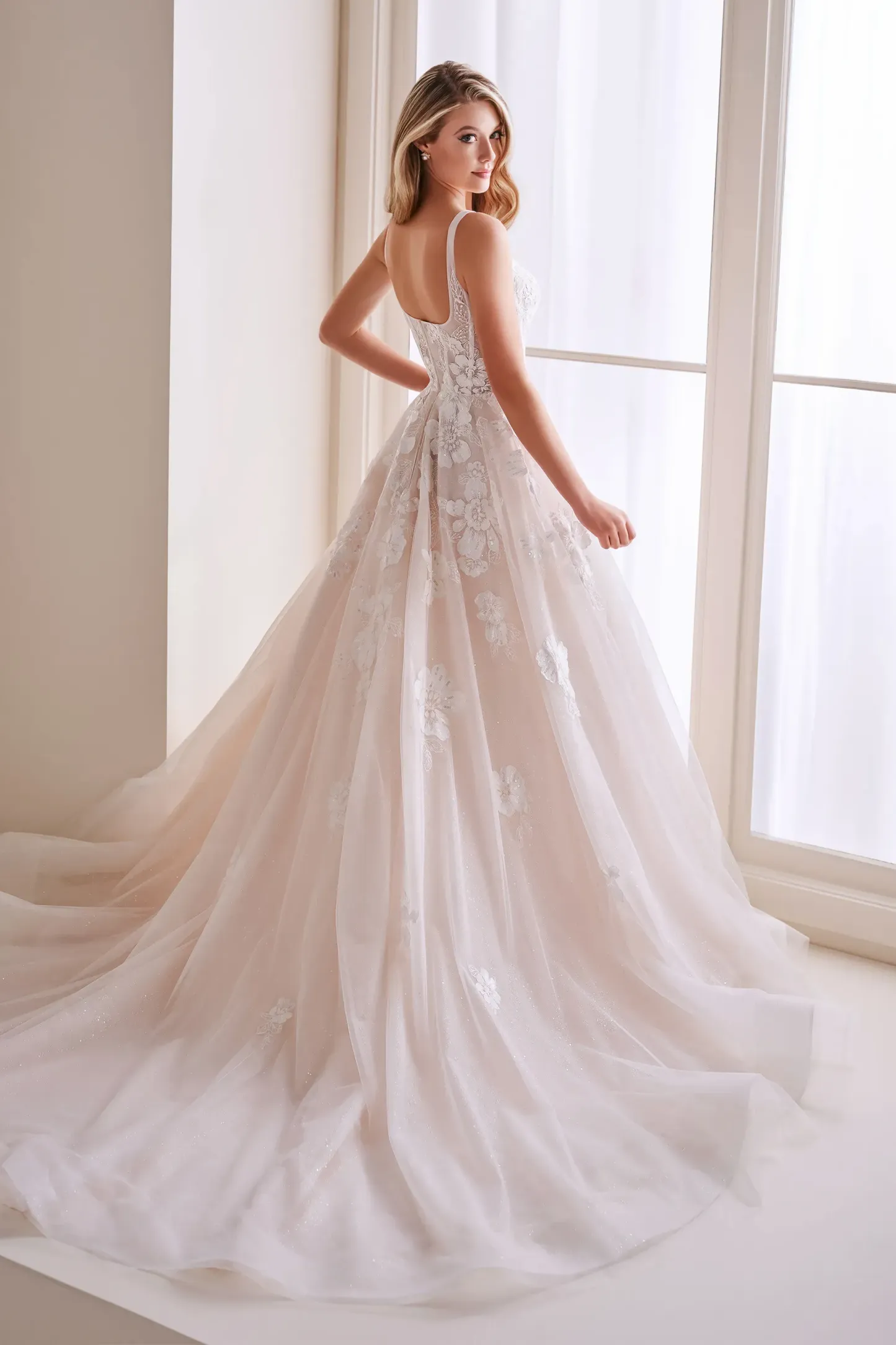 A-Line Sweetheart Lace Applique Wedding Dress Enchanting by Mon Cheri E404