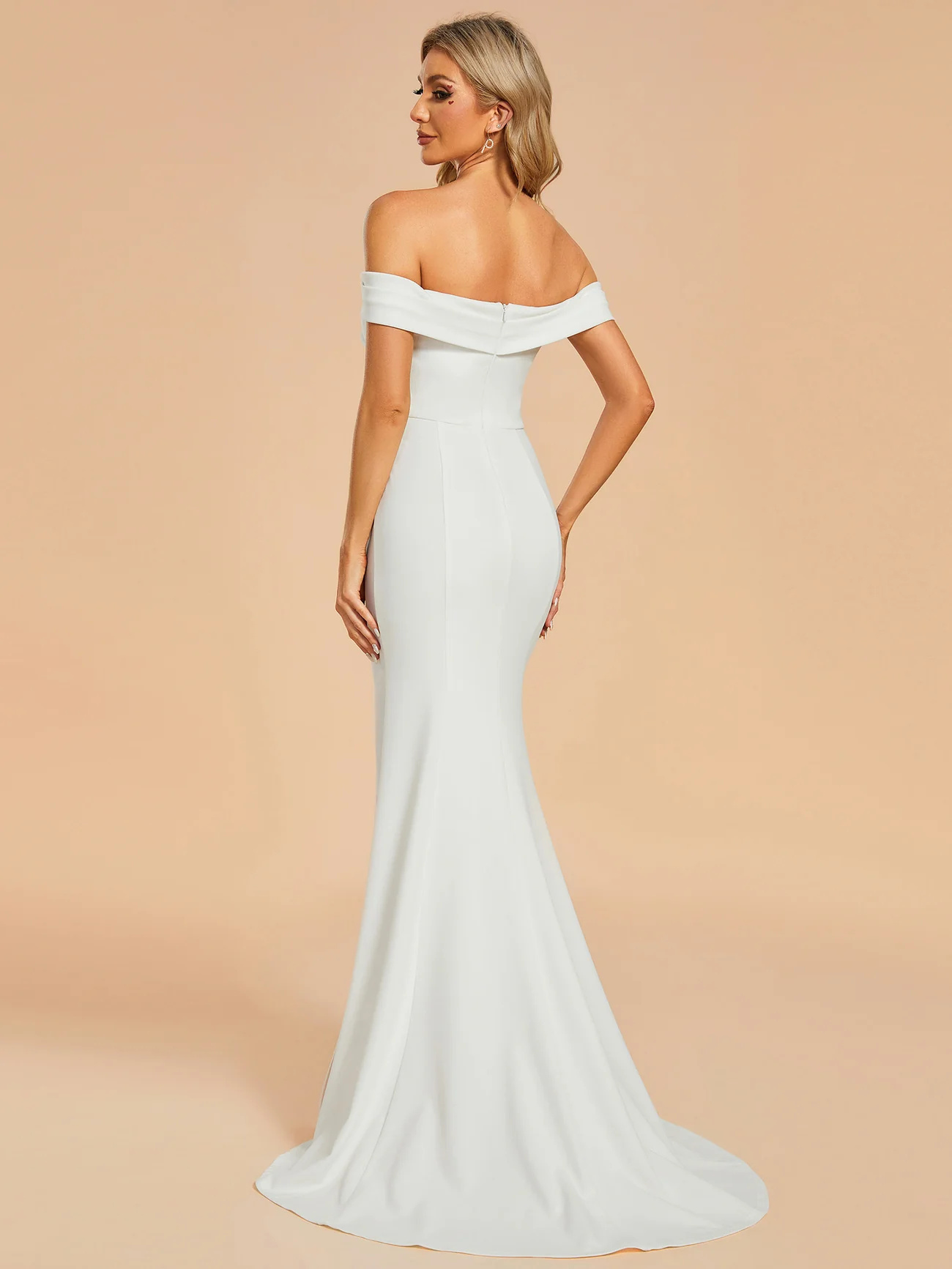 Stunning Off Shoulder Maxi Long Side Split Wedding Dress #EMEH02030