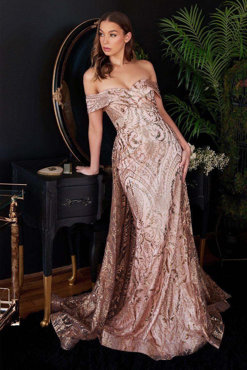 ​Elegant Sweetheart Off The Shoulder Lace Gown With Over Skirt #J836