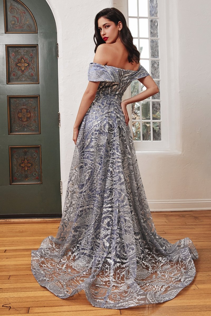 ​Elegant Sweetheart Off The Shoulder Lace Gown With Over Skirt #J836